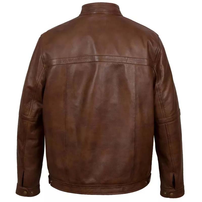 Men’s Vintage Cafe Racer Distressed Brown Leather Jacket