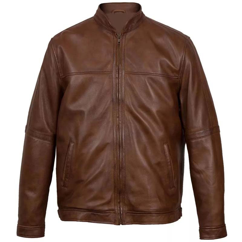 Men’s Vintage Cafe Racer Distressed Brown Leather Jacket