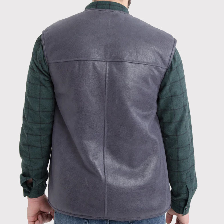 Gilet en peau de mouton pour homme avec fourrure blanche