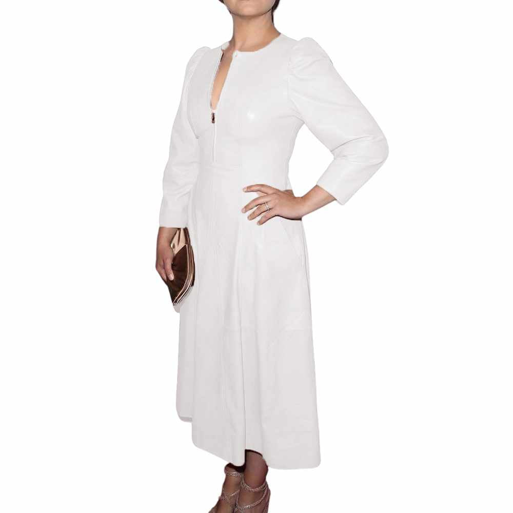 Robe de soirée mini en cuir véritable pour femme