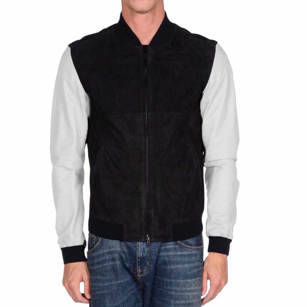 Veste de moto en cuir Letterman Varsity pour homme