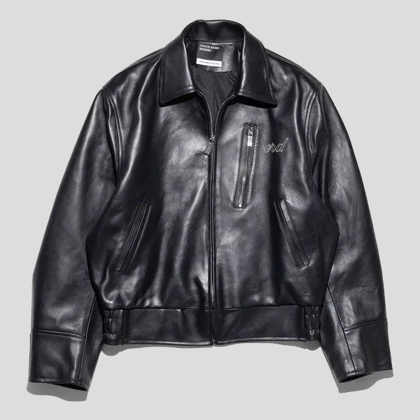 Veste motard brodée pour femme en noir