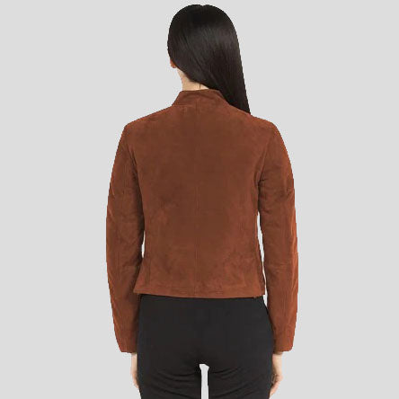 Women Mogen Sen Brown Suede Biker Jacket