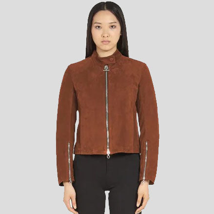 Women Mogen Sen Brown Suede Biker Jacket