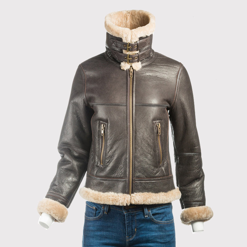 Blouson aviateur en peau de mouton B3 pour femme