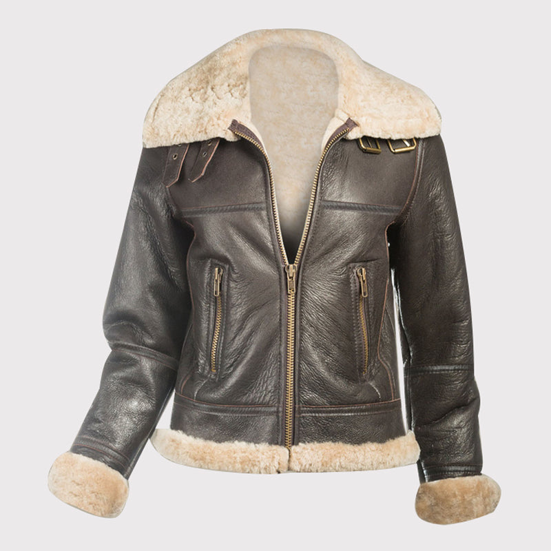 Blouson aviateur en peau de mouton B3 pour femme