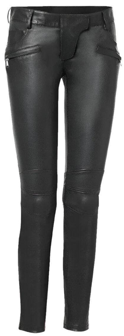 Pantalon en cuir d'agneau noir pour femme