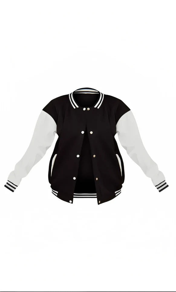 Women's Black Varsity Leather Bomber Jacket