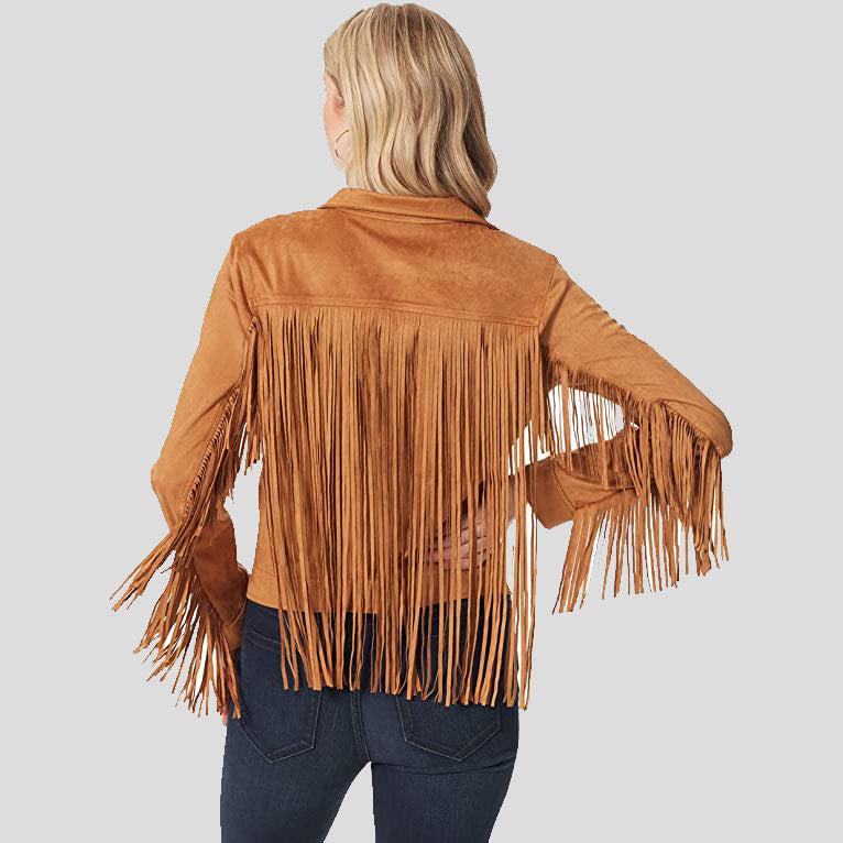 Women's Brown Suede Fringe Jacket