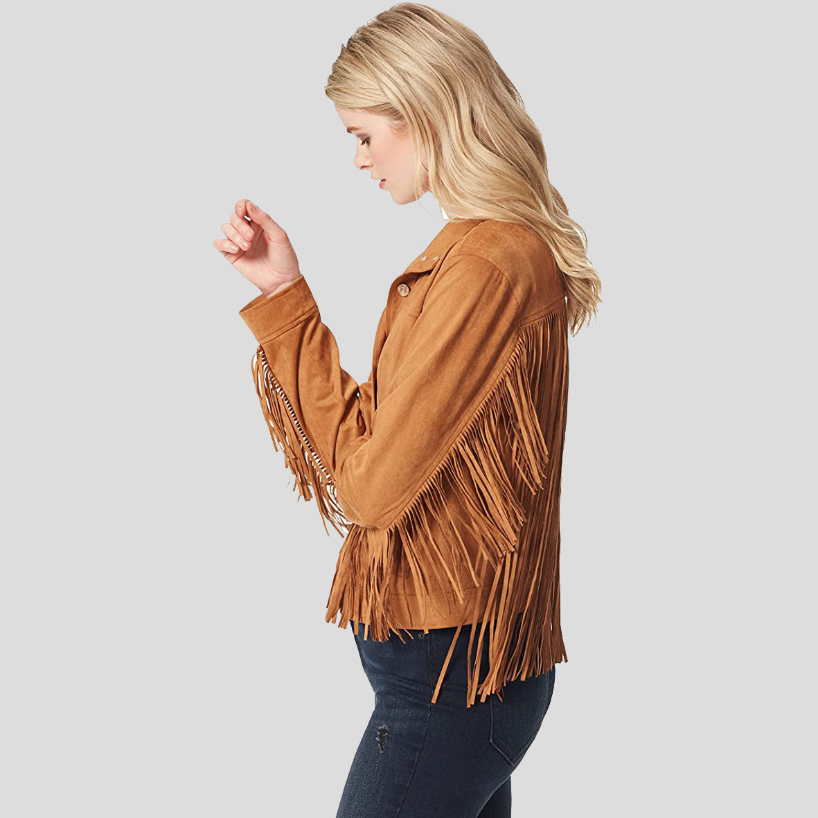 Women's Brown Suede Fringe Jacket