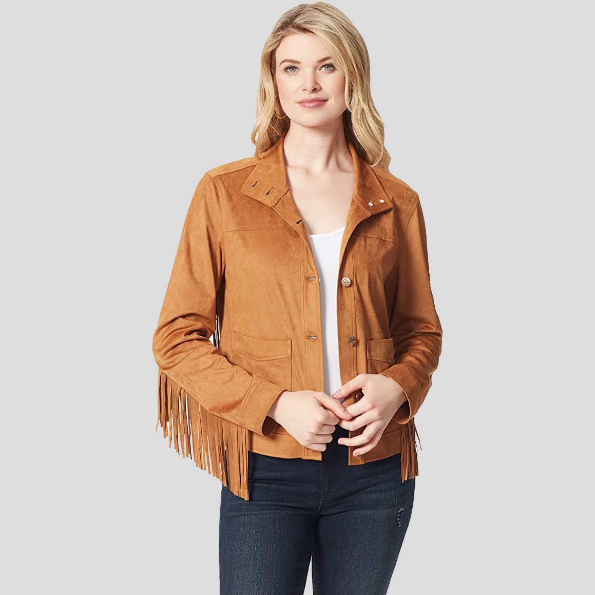 Women's Brown Suede Fringe Jacket