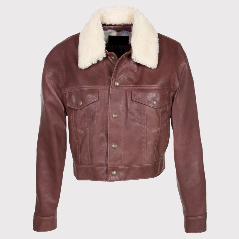 Veste en peau de mouton marron châtain pour femme