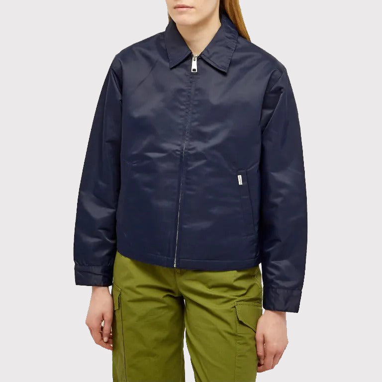 Veste en cuir bleu indigo pour femme