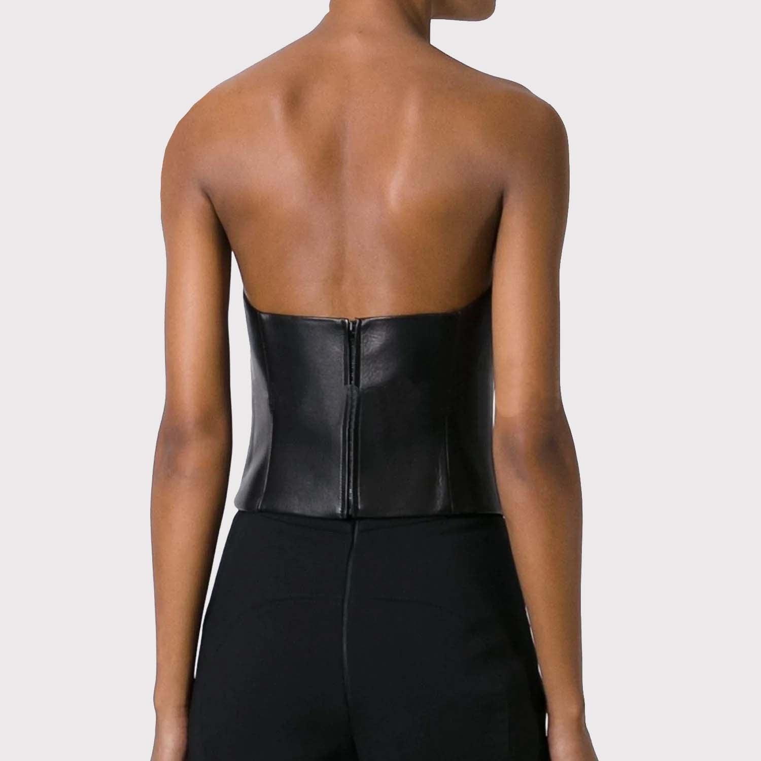 Haut bustier en cuir pour femme