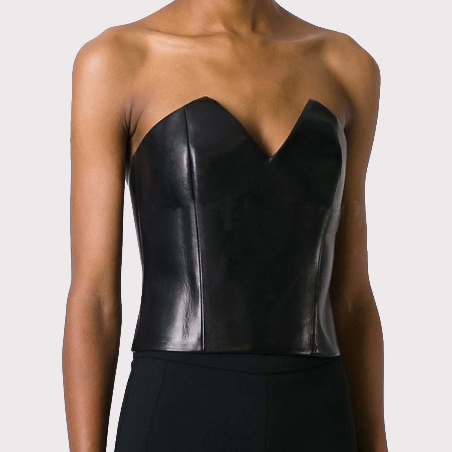 Haut bustier en cuir pour femme