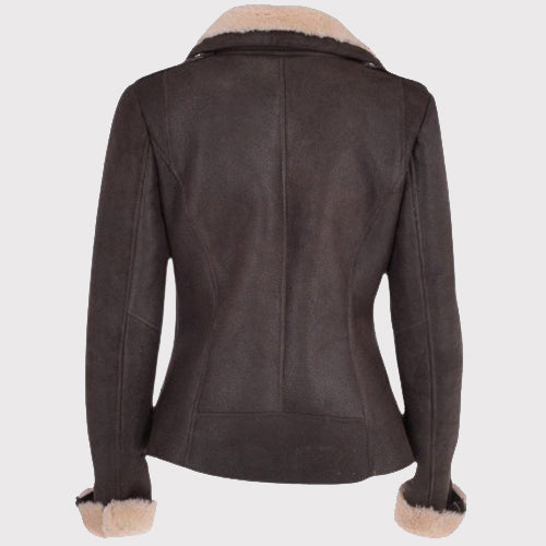 Women's Luxury Aviator Shearling Bomber Jacket