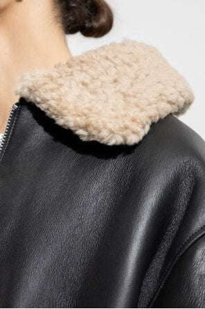 Women's Shearling Lined Black Aviator Flight Jacket