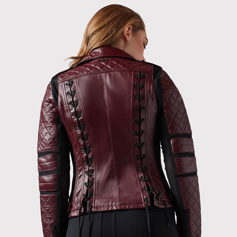 Veste élégante en cuir d'agneau marron Rider pour femme